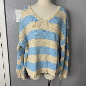 Edikted Women's Tracie Striped Oversized Sweater, Blue/Cream, M